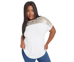 Yours Curve Foil Floral Print Top - Women's - Plus Size Curve White