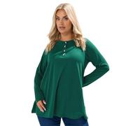 Yours Curve Forest Green Henley Swing Top - Women's - Plus Size Curve