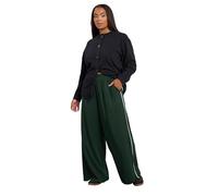 Yours Curve Forest Green Side Stripe Wide Leg Trousers - Women's - Plus Size Curve