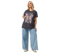 Yours Curve 'Free Spirit' Studded T-Shirt - Women's - Plus Size Curve Grey