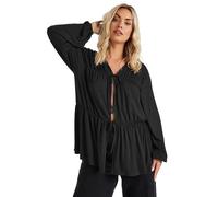 Yours Curve Gathered Bow Tie Front Top - Women's - Plus Size Curve