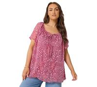 Yours Women's Geometric Ikat Print Pintuck Blouse in Pink | Size: 22-24 Yours Pink 22-24