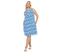 Yours Curve Geometric Print Pocket Dress - Women's - Plus Size Curve Blue