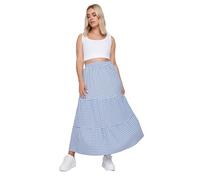 Yours Curve Gingham Textured Maxi Skirt - Women's - Plus Size Curve Blue