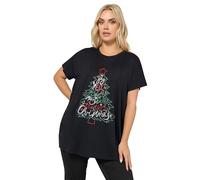 Yours Curve Glitter Christmas Tree Novelty Christmas T-Shirt - Women's - Plus Size Curve Black