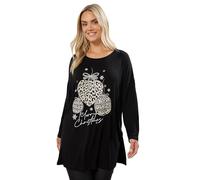 Yours Curve Glitter Leopard Christmas Bauble Novelty Top - Women's - Plus Size Curve