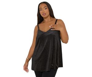Yours Curve Glitter Spot Cami Vest Top - Women's - Plus Size Curve Black