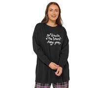 Yours Curve 'Go Where The Stars Take You' Slogan Pyjama Top - Women's - Plus Size Curve Black