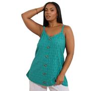 Yours Curve Green Broderie Anglaise Button Vest Top - Women's - Plus Size Curve