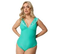 Yours Curve Green Broderie Anglaise Frill Swimsuit - Women's - Plus Size Curve