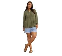 Yours Curve Green Broderie Anglaise Tie Neck Blouse - Women's - Plus Size Curve