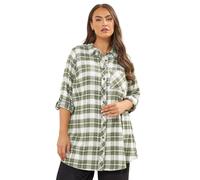 Yours Women's Check Boyfriend Shirt in Light Khaki | Size: 18 Yours Light Khaki 18