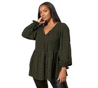 Yours Curve Green Check Peplum Top - Women's - Plus Size Curve