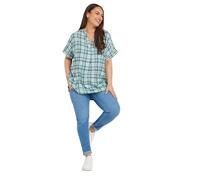 Yours Curve Green Check Print Short Sleeve Shirt - Women's - Plus Size Curve