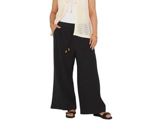 Yours Curve Green Cheesecloth Beaded Wide Leg Trousers - Women's - Plus Size Curve
