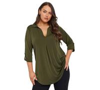 Yours Curve Green Collared Pleat Front Swing Top - Women's - Plus Size Curve
