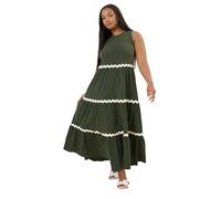 Yours Curve Green Contrast Swirl Tiered Maxi Dress - Women's - Plus Size Curve