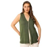 Yours Curve Green Contrast Trim Knitted Waistcoat - Women's - Plus Size Curve