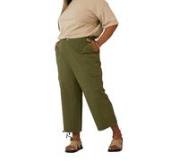 Yours Curve Green Cotton Cropped Cargo Trousers - Women's - Plus Size Curve
