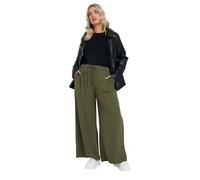 Yours Curve Green Crepe Wide Leg Trousers - Women's - Plus Size Curve