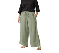 Yours Curve Green Crochet Detail Linen Trousers - Women's - Plus Size Curve