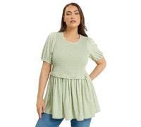 Yours Curve Green Ditsy Floral Shirred Top - Women's - Plus Size Curve
