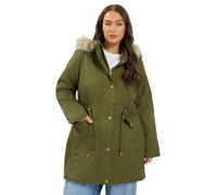 Yours Women's Faux Fur Parka Coat in Green | Size: 18