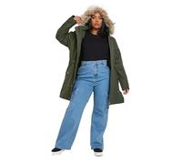 Yours Women's Faux Fur Trim Parka Coat in Dark Green | Size: 18 Yours Dark Green 18