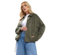 Yours Curve Green Faux Suede Bomber Jacket - Women's - Plus Size Curve