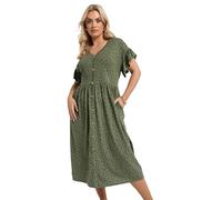 Yours Curve Green Floral Frill Sleeve Dress - Women's - Plus Size Curve
