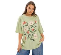 Yours Curve Green Floral Graphic T-Shirt - Women's - Plus Size Curve