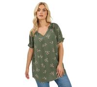 Yours Women's Floral Notch Neck Blouse in Olive | Size: 16 Yours Olive 16