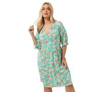 Yours Curve Green Floral Notch Neck Dress - Women's - Plus Size Curve