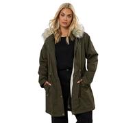 Yours Curve Green Fur Trim Parka Coat - Women's - Plus Size Curve