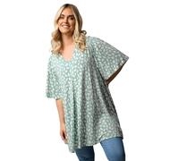 Yours Curve Green Heart Print Pleated Top - Women's - Plus Size Curve