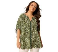 Yours Curve Green Ikat Print Blouse - Women's - Plus Size Curve