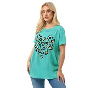 Yours Curve Green Leopard Heart T-Shirt - Women's - Plus Size Curve