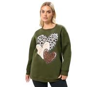 Yours Curve Green Leopard Print Heart Sweatshirt - Women's - Plus Size Curve