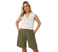Yours Curve Green Linen Bermuda Shorts - Women's - Plus Size Curve
