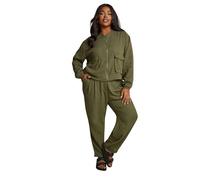 Yours Curve Green Linen Bomber Jacket - Women's - Plus Size Curve