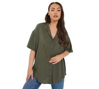 Yours Women's Woven Linen Shirt in Dark Olive | Size: 20 Yours Dark Olive 20