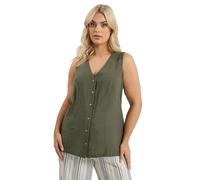 Yours Curve Green Linen Waistcoat - Women's - Plus Size Curve