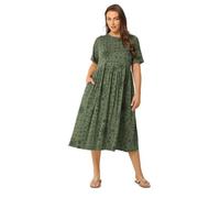 Yours Curve Green Mixed Floral Throw On Smock Dress - Women's - Plus Size Curve