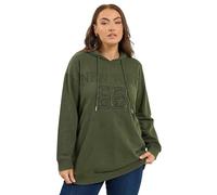 Yours Curve Green 'New York' Embroidered Slogan Hoodie - Women's - Plus Size Curve