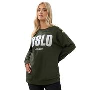 Yours Curve Green 'Oslo' Slogan Sweatshirt - Women's - Plus Size Curve