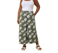 Yours Curve Green Palm Tree Midaxi Culottes - Women's - Plus Size Curve