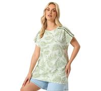 Yours Curve Green Palm Tree Trim Detail T-Shirt - Women's - Plus Size Curve