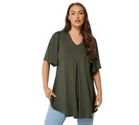 Yours Curve Green Pleat Front Top - Women's - Plus Size Curve