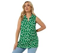 Yours Curve Green Polka Dot Collared Vest Top - Women's - Plus Size Curve