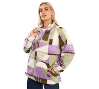 Yours Curve Green & Purple Abstract Quarter Zip Fleece - Women's - Plus Size Curve